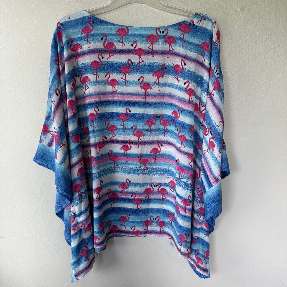 Quacker Factory Size 2x Flamingos Poncho Blouse - image 7